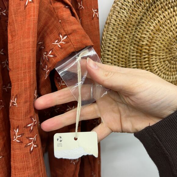 NEW ANA Long Sleeve Tunic Blouse Plus Size 1X Flower Floral Button Up Orange - Picture 9 of 9